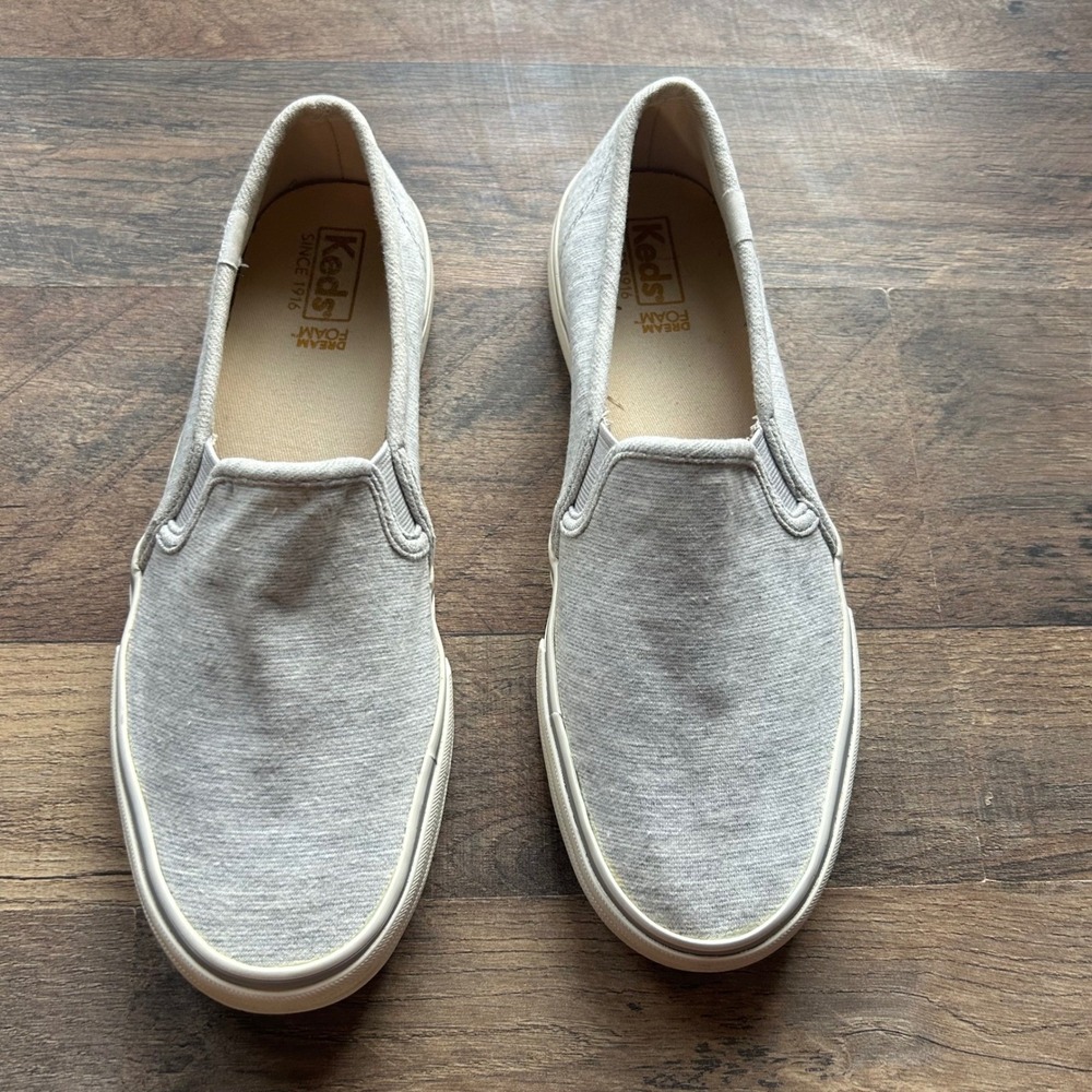 Keds Double Decker Heathered Grey Jersey Slip On Sneakers Womens Size 8 Casual